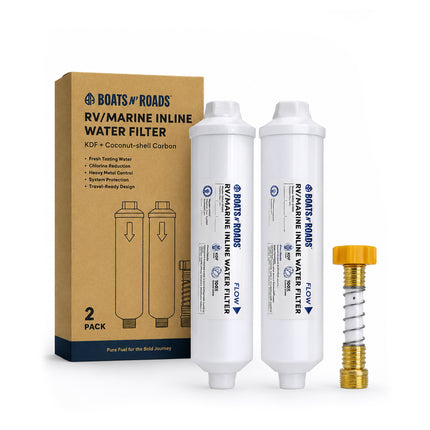 RV/Marine Inline Water Filter — KDF + Coconut Carbon