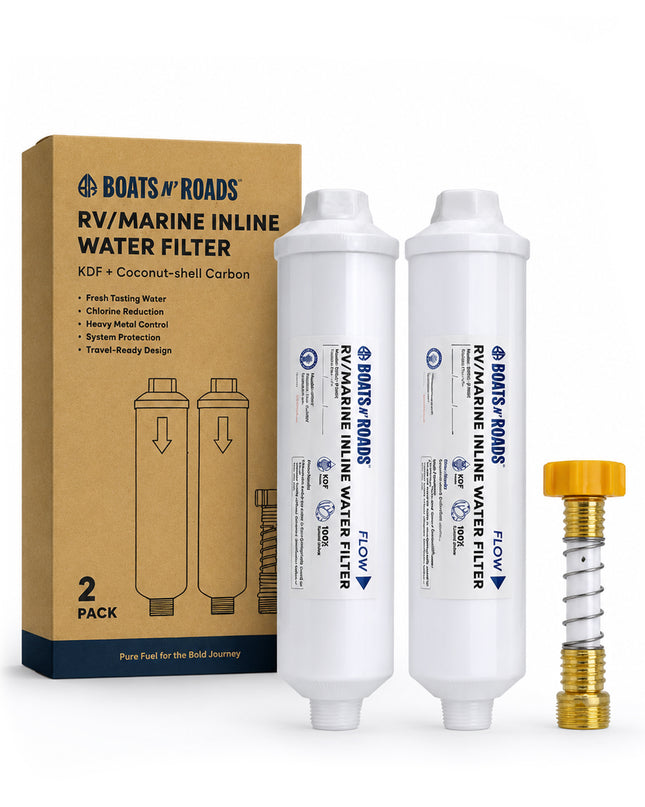 RV/Marine Inline Water Filter — KDF + Coconut Carbon
